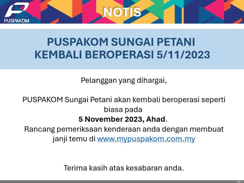 Puspakom extends operations on Saturdays, Nov 18 and 25 – Sg Petani branch now back in business 1692148