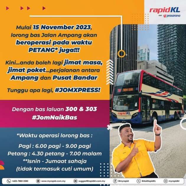 Rapid KL dedicated bus lane on Jalan Ampang to also operate during evening peak hours from November 15
