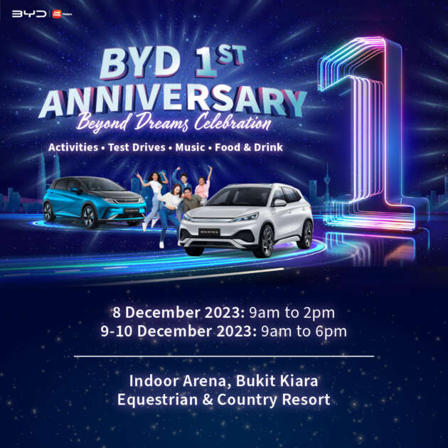 BYD’s 1st Anniversary Celebration! Exclusive offers await you at Bukit Kiara Indoor Arena, December 8-10