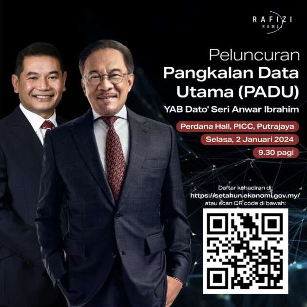 PADU database to be officially launched on Jan 2, 2024 at PICC Putrajaya – public can register to attend event