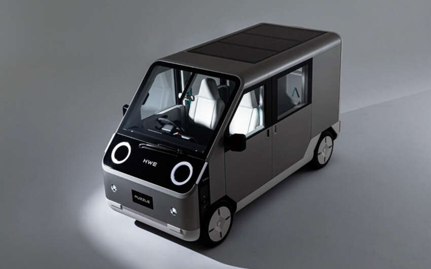 HW Electro Puzzle – cute kei commercial EV launching in the US in 2025; solar panel roof, modular interior 1710936