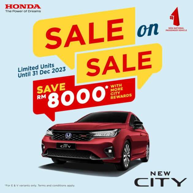 Honda City kini dengan potongan harga RM8,000 — varian E dan V, tawaran sehingga 31 Disember 2023