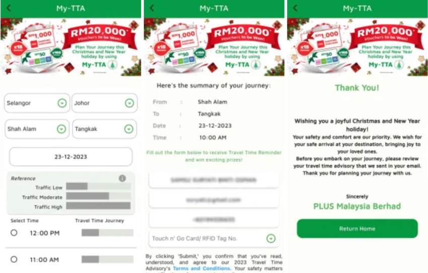 PLUS releases Christmas My-TTA on its app – register and follow the digital travel time advisory to win prizes 1709010