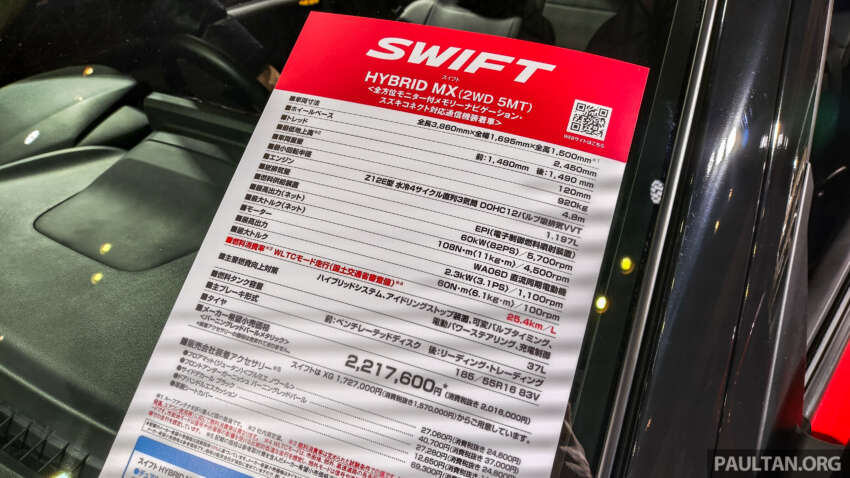 Suzuki Swift 2024 di Tokyo Auto Salon – 1.2L NA hibrid ringkas, kotak gear manual 5-kelajuan dan CVT 1716774
