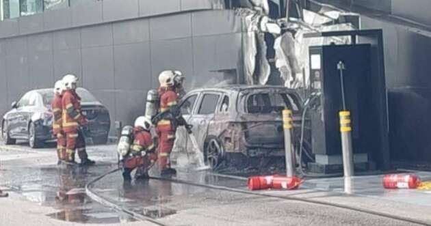 Mercedes-Benz EQB terbakar di pusat pengecas pengedar di Johor, punca kebakaran dalam siasatan