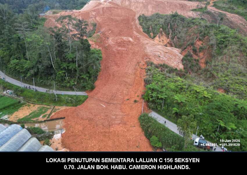 Jalan Boh Habu C156 in Cameron Highlands closed temporarily until February 2, 2024 due to landslide 1718525