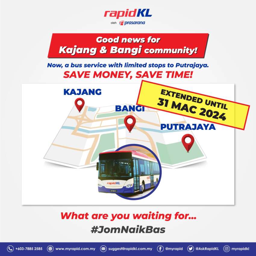 Rapid KL’s Kajang-Bangi-Putrajaya trial bus route 451 extended again, now till March 31 – limited stops, RM1 1712353