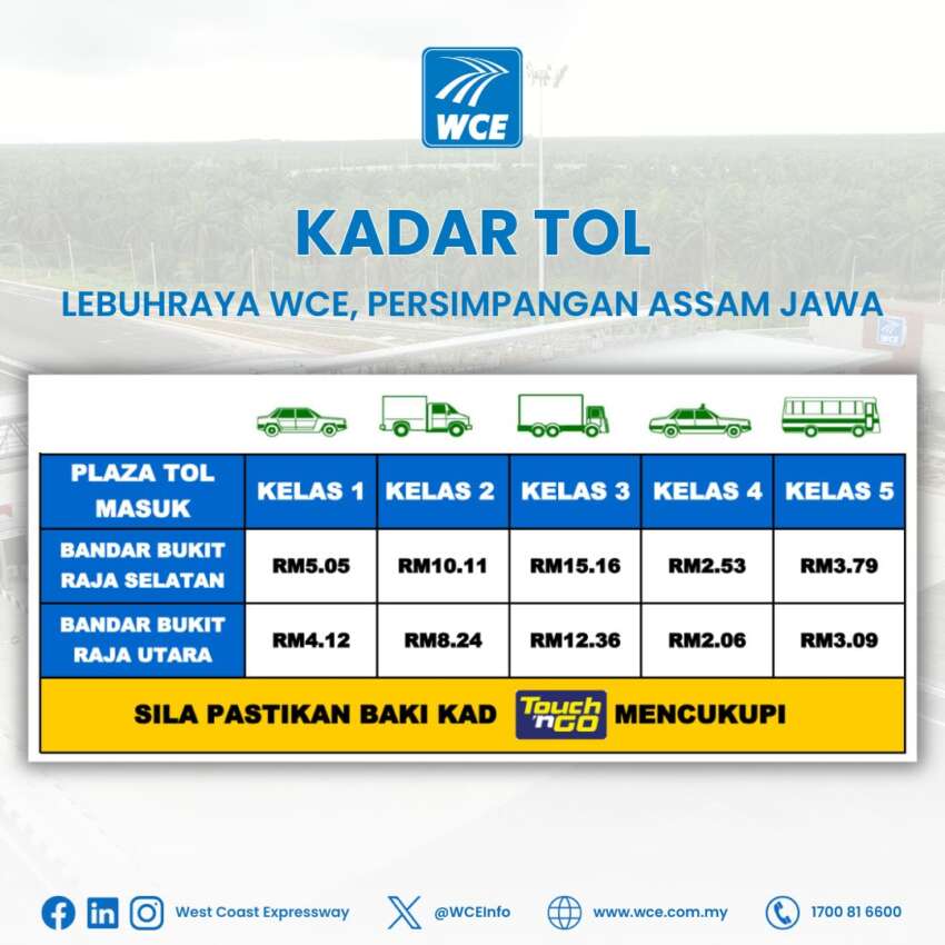 West Coast Expressway (WCE) toll collection at Assam Jawa starts today after 42-day free trial – from RM4.12 1711827