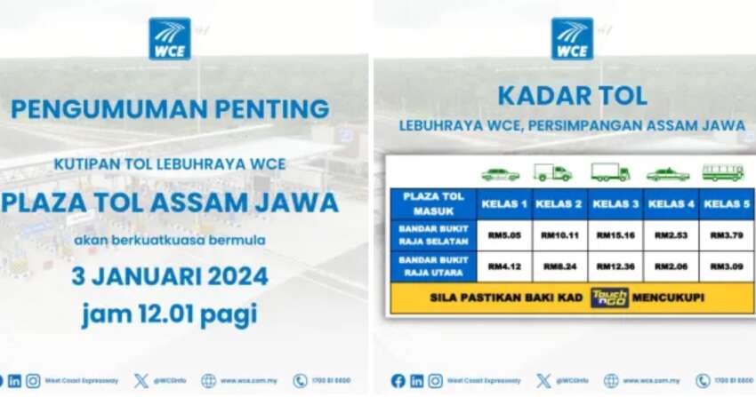 West Coast Expressway (WCE) toll collection at Assam Jawa starts today after 42-day free trial – from RM4.12 1711833