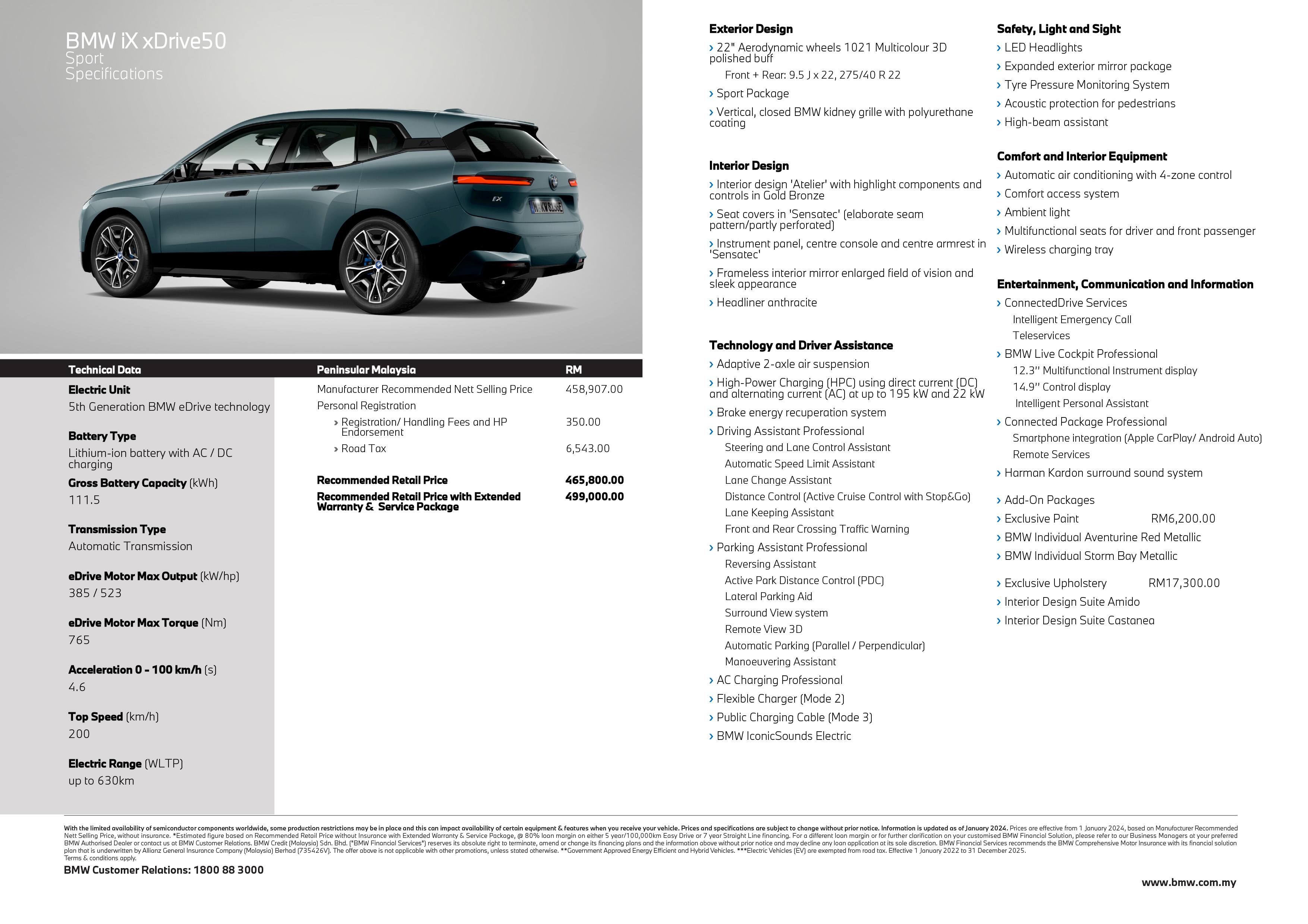 2024 BMW iX xDrive50 Sport spec sheet Malaysia-2