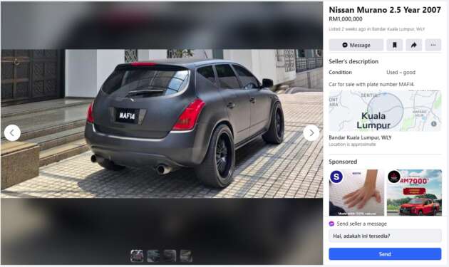 MAF14 plate put up for sale again by Azhar Sulaiman – now listed on Facebook Marketplace for RM1 million