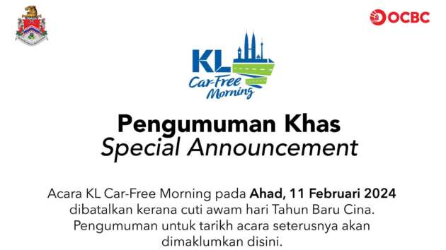 No KL Car Free Morning this Sun, Feb 11 – CNY hols