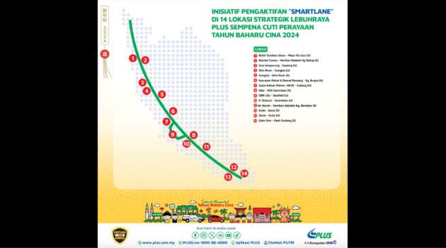 PLUS activates 14 SmartLane locations along North-South Expressway until February 18 for CNY 2024