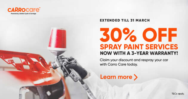 Carro Care body & paint centre promo until March 31 – get 30% off, respray your car from just RM2,100