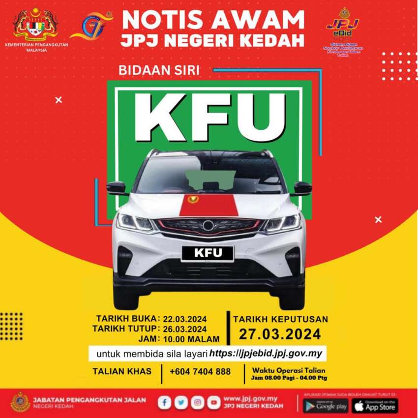 JPJ eBid: Siri VMH dan KFU dibuka untuk bidaan 1742386