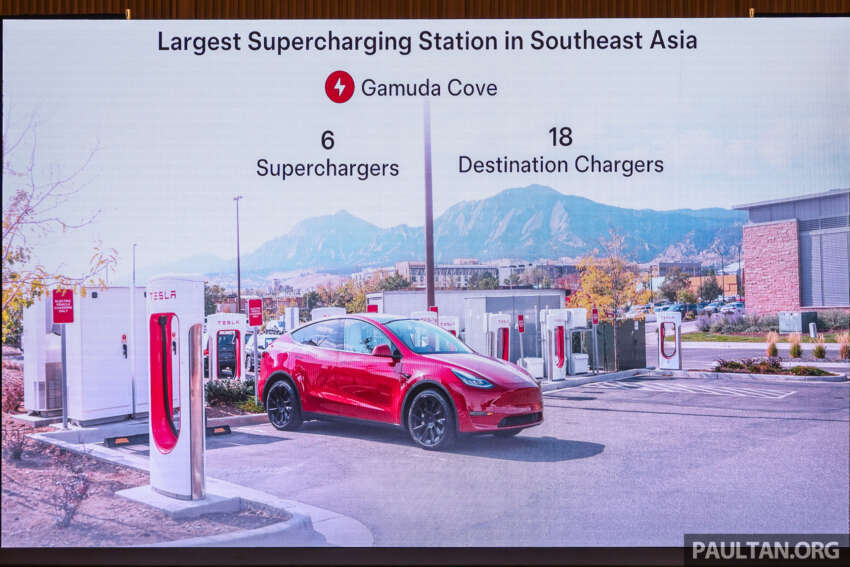 Tesla Supercharger station at Gamuda Cove – six SC and 18 destination chargers, largest in Southeast Asia 1741778
