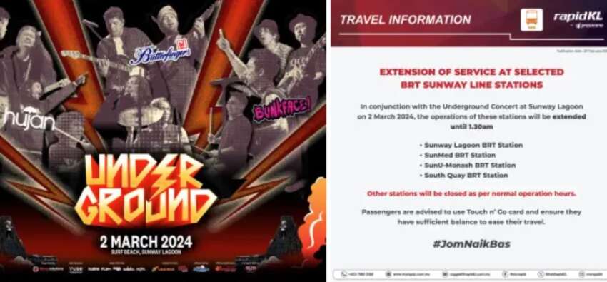 Underground Concert at Sunway Lagoon tomorrow – 4 stations on BRT Sunway Line extended till 1.30 am 1735404