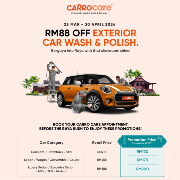 Give your car that extra shine for Hari Raya with Carro Care exterior car polish service from just RM130