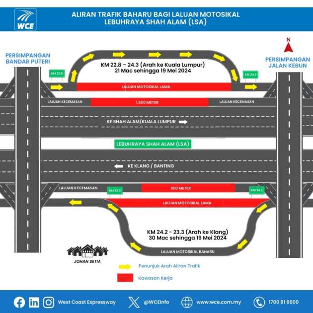 Motorcycle lane diversion for Shah Alam Expressway