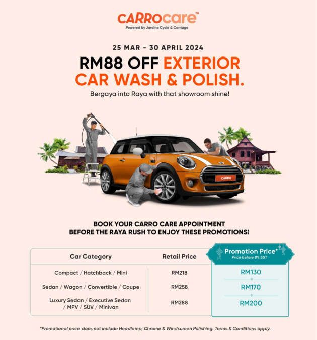 Give your car that extra shine for Hari Raya with Carro Care exterior car polish service from just RM130