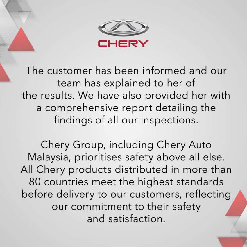 Chery Omoda 5 viral brake issue – car inspected by Puspakom, no issues found, results shown to owner 1750110