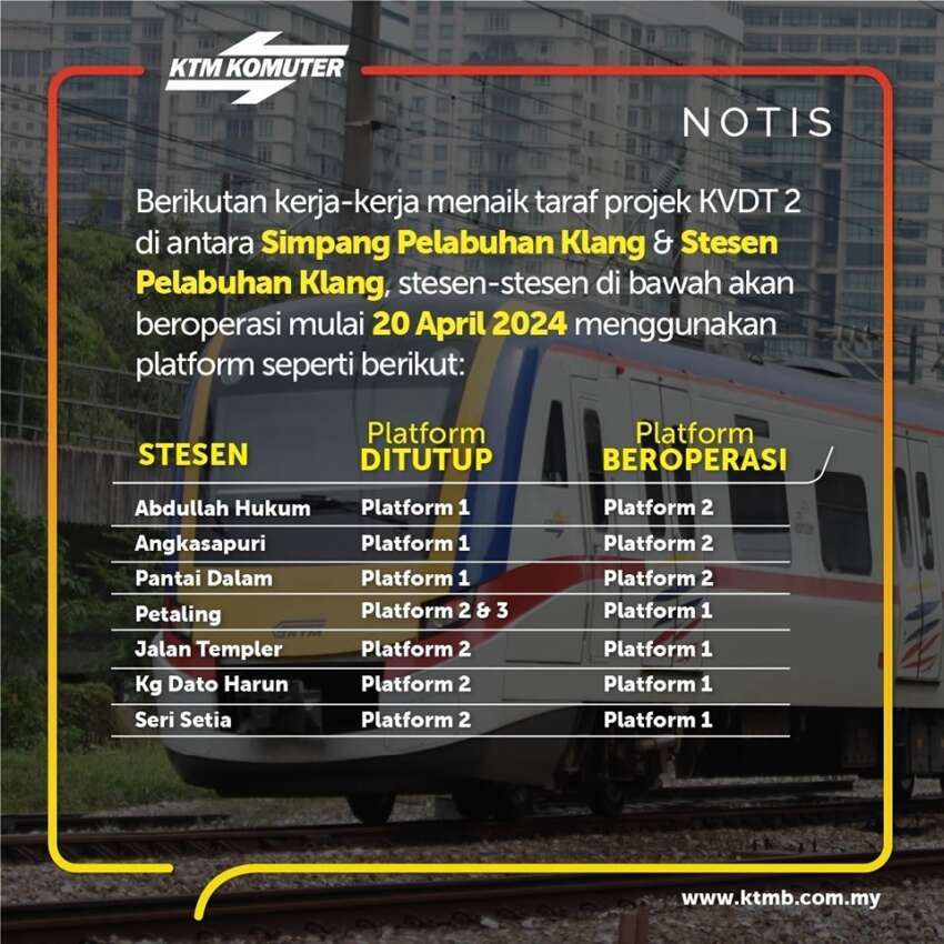 Platforms closed at 13 KTM Komuter stations for KVDT2, new schedule for 2 affected lines starts today 1753890