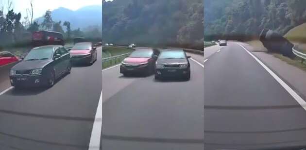 Road rage incidental  connected  Karak Highway leaves Proton Waja overturned and 2  injured successful  melodramatic  accident