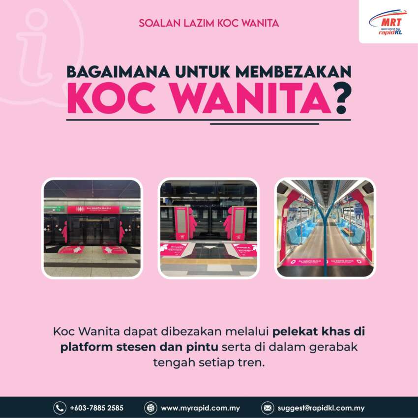 Women’s coach implemented on MRT Putrajaya Line, starts today – pink markings on platform and in trains 1749601