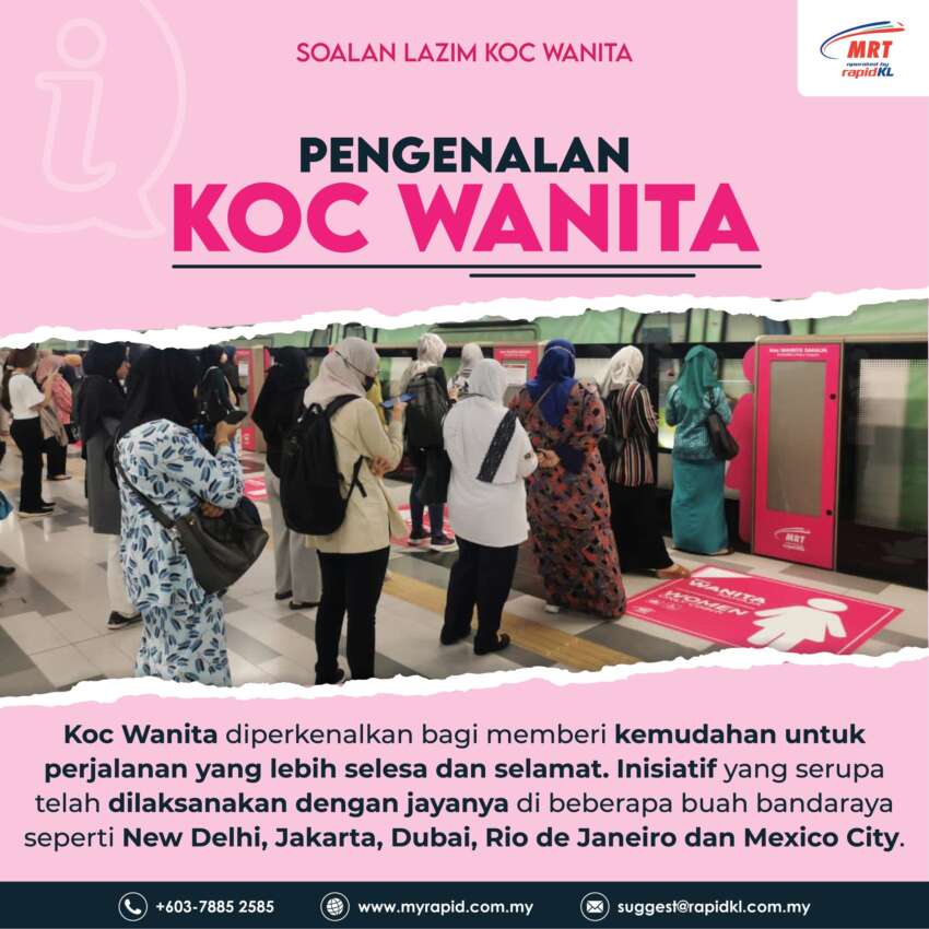 Women’s coach implemented on MRT Putrajaya Line, starts today – pink markings on platform and in trains 1749602