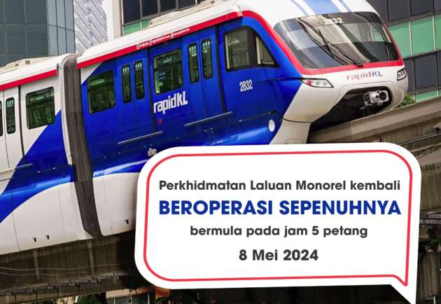 KL Monorail fully resumes operations from 5pm on May 8