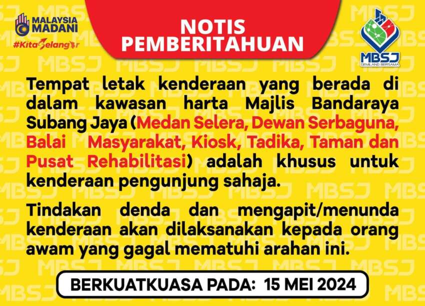 MBSJ warns that free parking at its facilities, food courts are only for visitors – saman and clamping 1764198