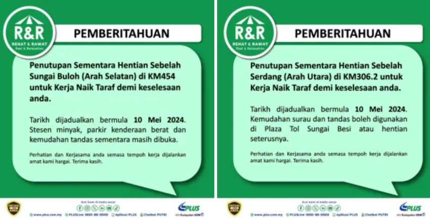 PLUS umum Hentian Sebelah Serdang (utara), Sungai Buloh (selatan) ditutup mulai 10 Mei untuk naiktaraf 1761165