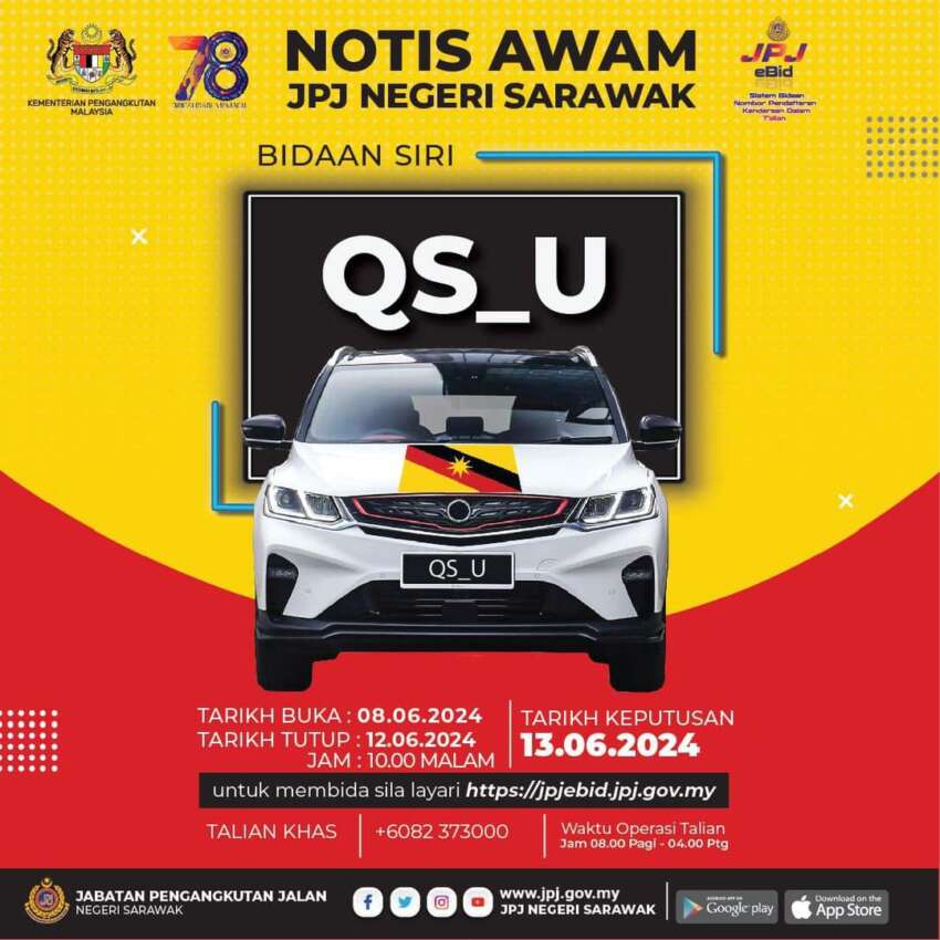 JPJ eBid: Siri JXD dan QS_U dibuka bidaan 1772623