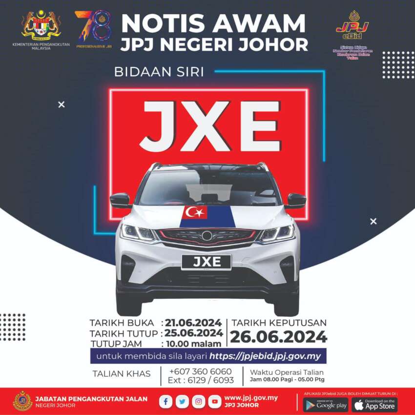 JPJ eBid: Siri JXE dan BRY bakal dibuka bidaan 1778431