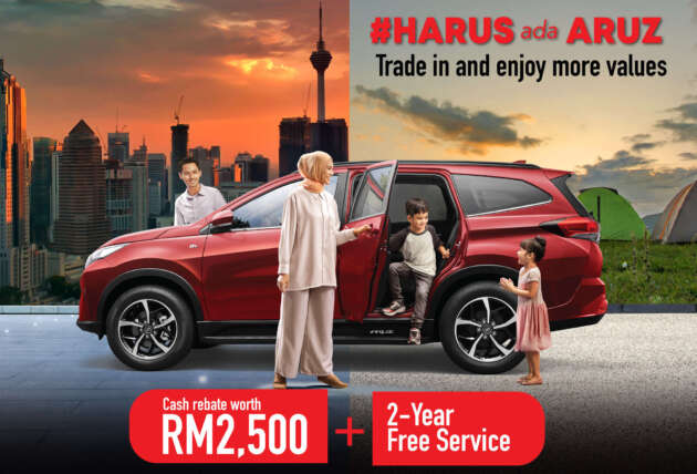 Perodua Aruz diberikan dengan rebat RM2,500, servis percuma dua tahun, apabila dibeli secara trade-in