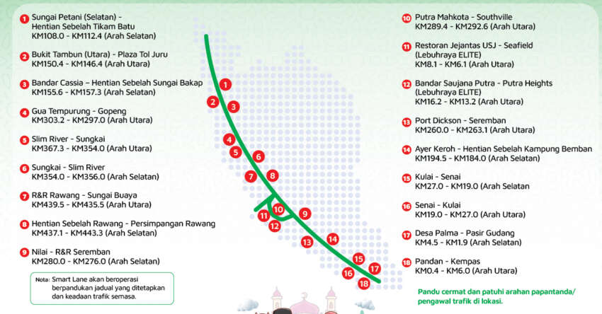 PLUS activates 18 SmartLane zones for Hari Raya Haji holiday period – legal use of highway emergency lane 1776981