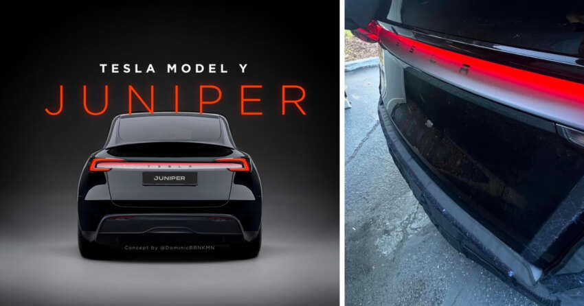 Tesla Model Y Juniper facelift details shown – full-width rear light bar; Model 3 interior ambient lighting 1798128