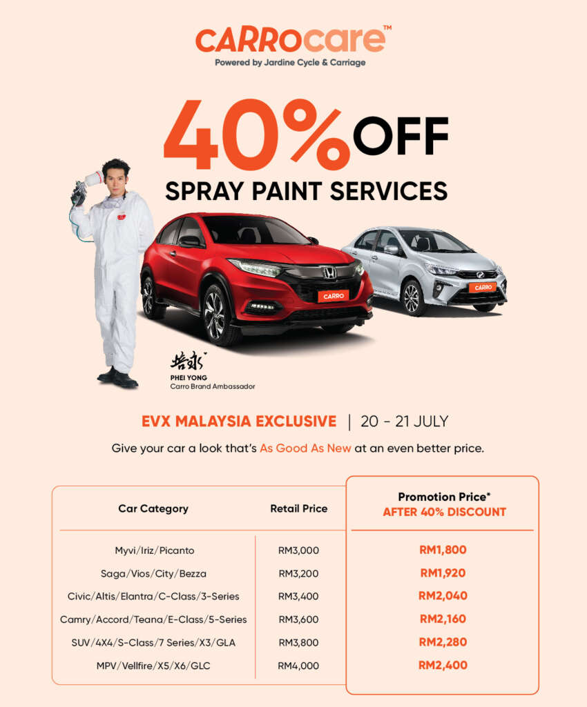 EVx 2024: Carro Care body & paint service – sign up at the event to respray your car from just RM1,800! 1791423