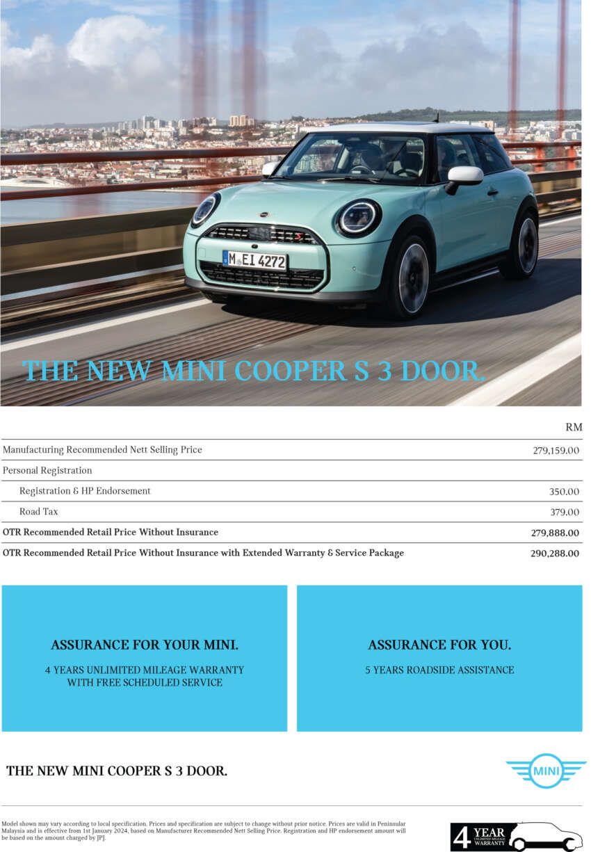 2024 MINI Cooper S in Malaysia – 204 PS F66 petrol model gets official price of RM279,888, RM24k more 1789986