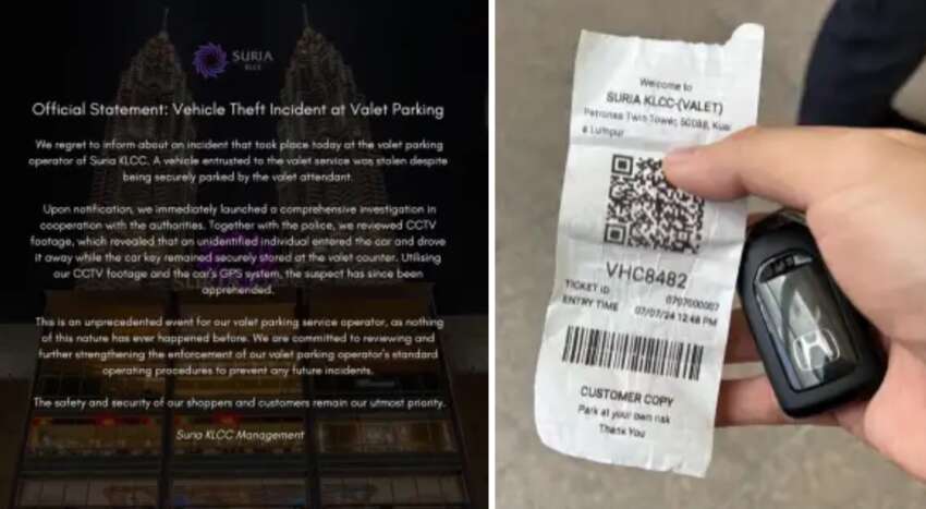 Car stolen from Suria KLCC valet parking without the key – thief already caught; what actually happened? 1787354