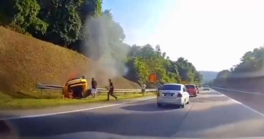 Lamborghini Huracan crashes, catches fire on Kuala Lumpur-Karak highway; results in death and injury 1783390