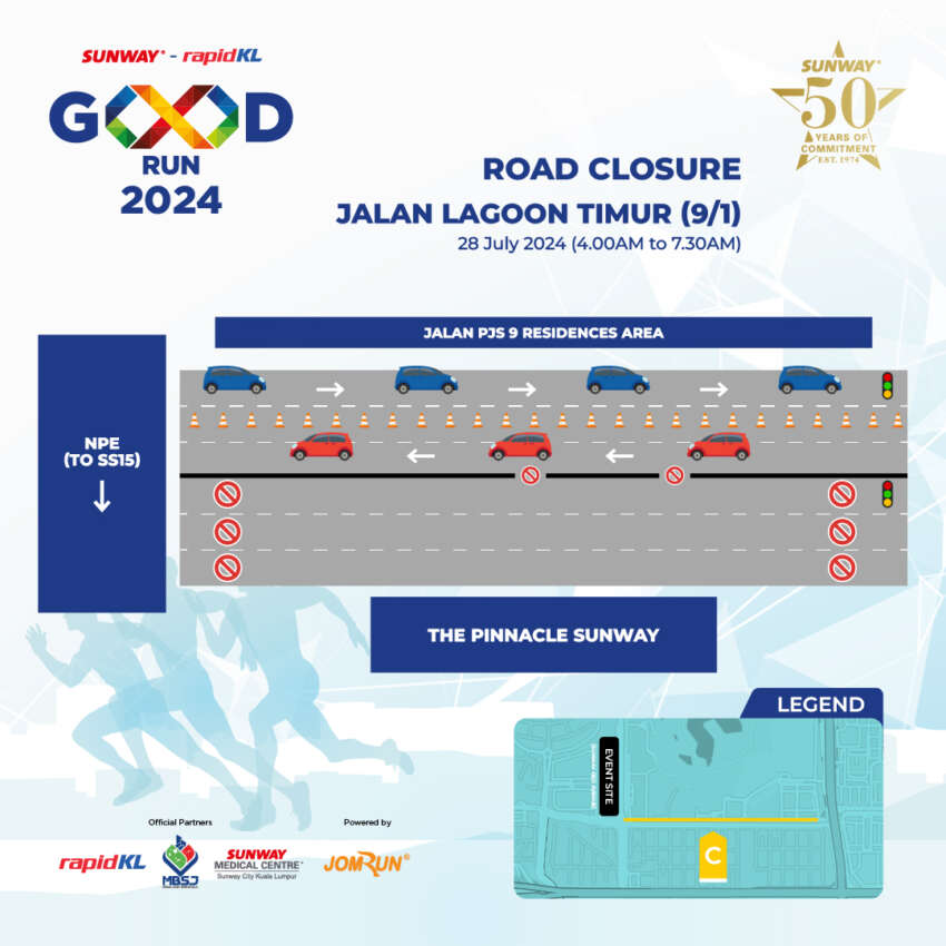 Beberapa jalan di Bandar Sunway ditutup pada 27-28 Julai untuk acara Sunway Rapid Good Run 2024 1796568