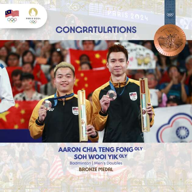 Aaron Chia, Soh Wooi Yik win Olympic bronze at Paris 2024 – badminton duo take home a Chery Tiggo 7 Pro
