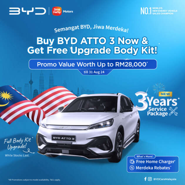 Enjoy Merdeka deals at BYD showrooms this weekend, save up to RM39k and get a free body kit upgrade