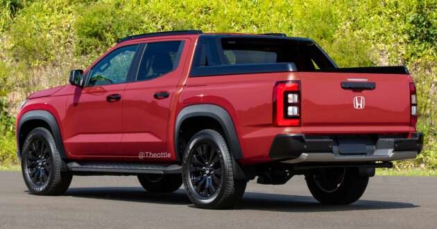 Mitsubishi Triton-based Honda pick-up truck rendered by Theophilus Chin – elements from Elevate B-SUV