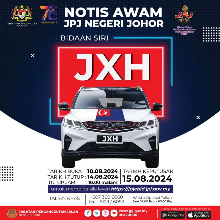 JPJ eBid: JXH, QM-Q number plates up for bidding 1800459