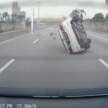 Toyota Camry overturns upon crashing into Honda City on Kesas Highway near Awan Besar, KL