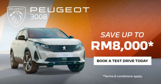 Get up to RM8,000 savings, free servicing when you buy a Peugeot 3008 SUV or 5008 seven-seater SUV