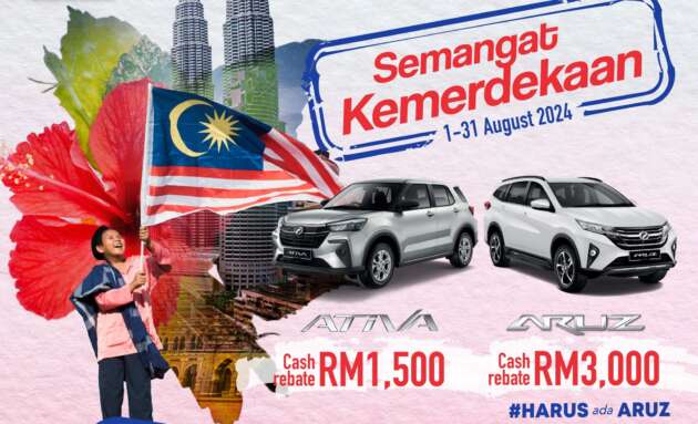 Perodua anjur promosi Merdeka – Ativa dapat rebat tunai RM1.5k, RM3k untuk Aruz, hingga 31 Ogos