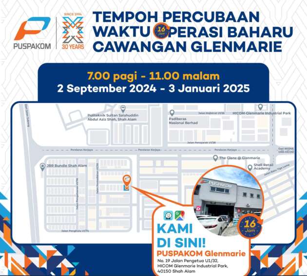 Puspakom Glenmarie to open 16 hours a day – 7am-11pm operation hours trial from Sep 2 to Jan 3, 2025